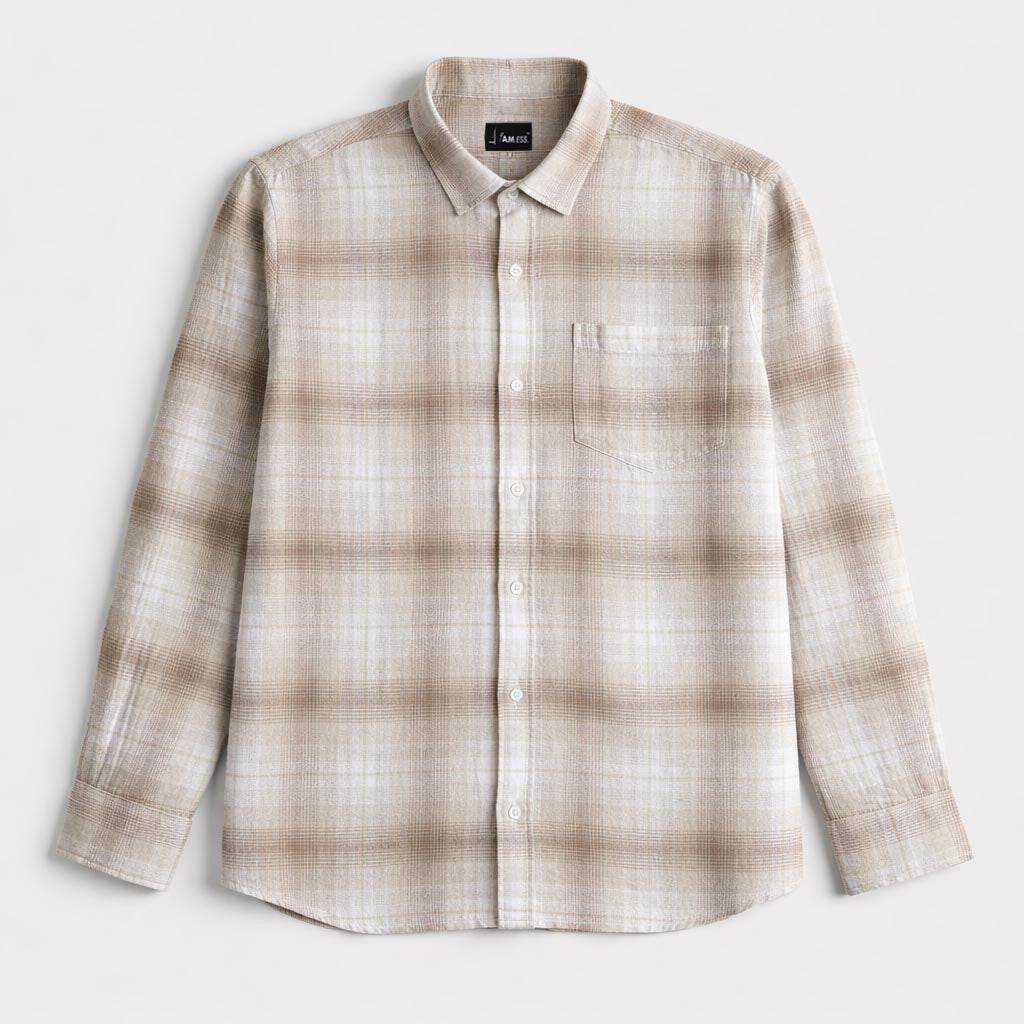 Dobby Cotton Shirt - Sand Brown