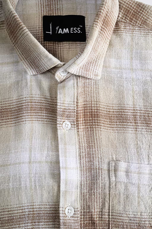 Dobby Cotton Shirt - Sand Brown