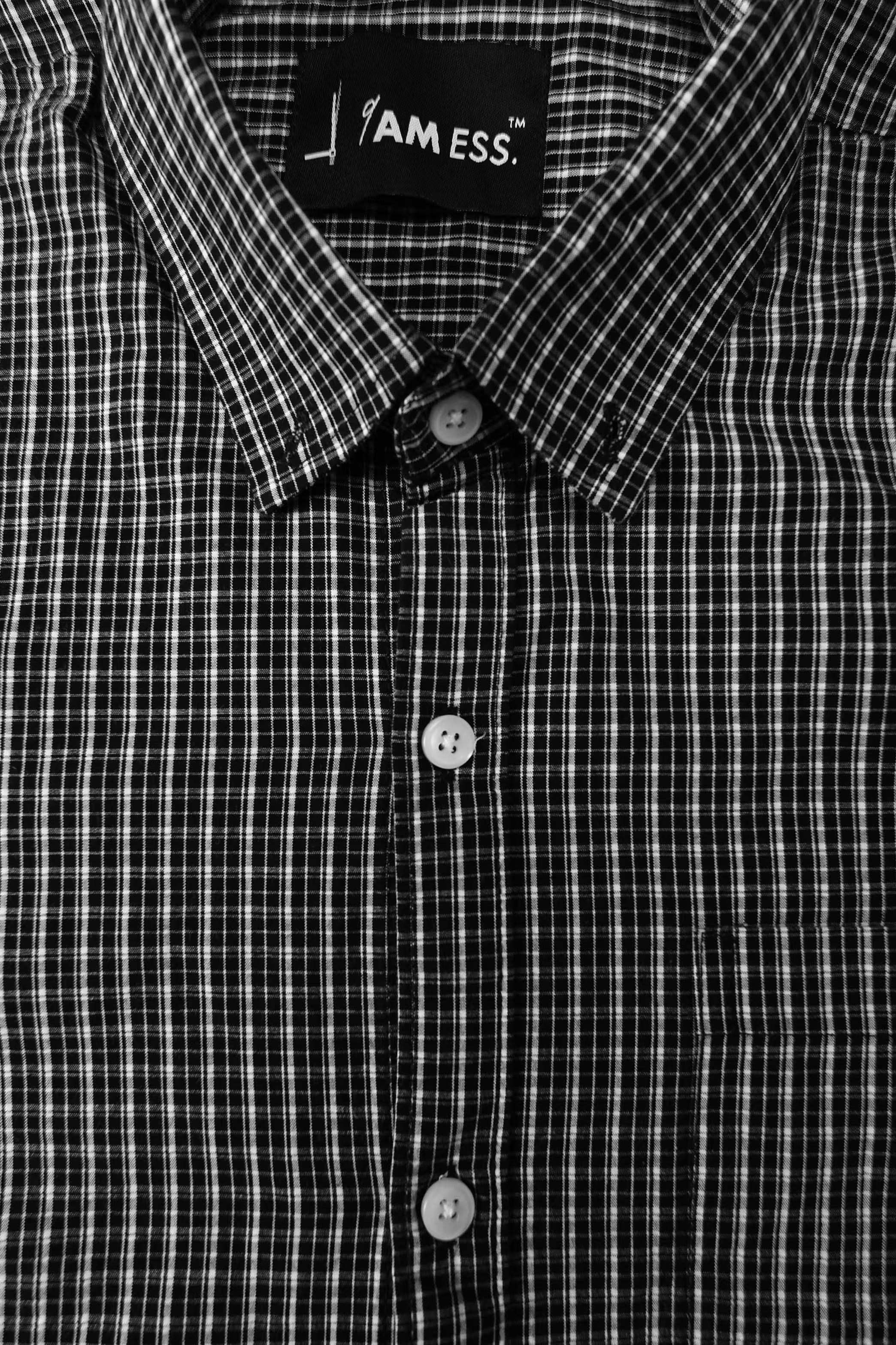 Micro Check Cotton Shirt - Black