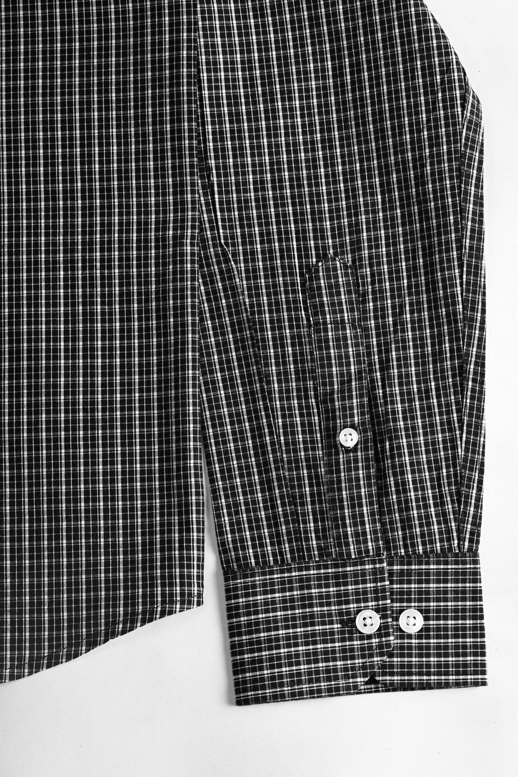 Micro Check Cotton Shirt - Black