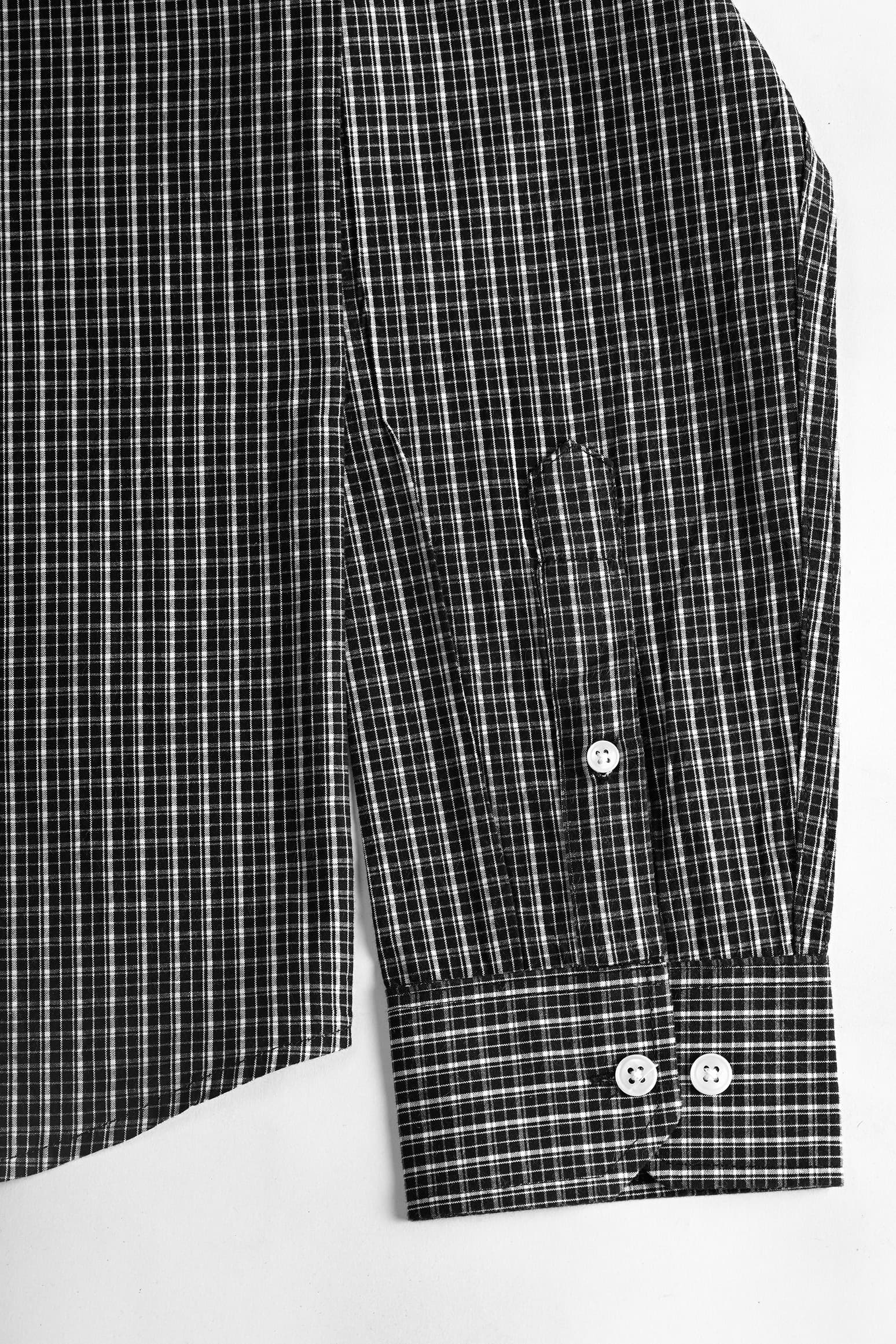 Micro Check Cotton Shirt - Black