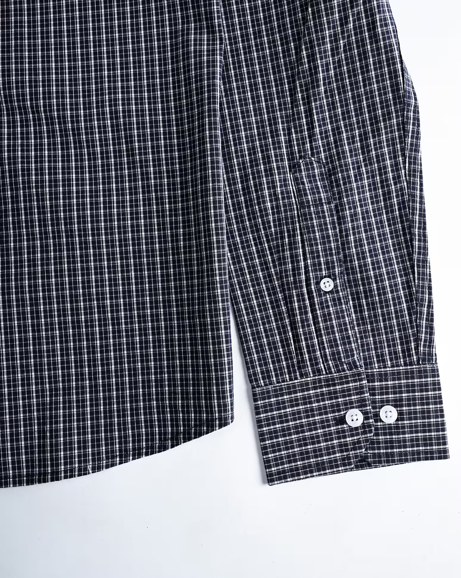 Micro Check Cotton Shirt - Dark Blue