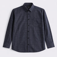 Micro Check Cotton Shirt - Dark Blue