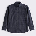 Micro Check Cotton Shirt - Dark Blue