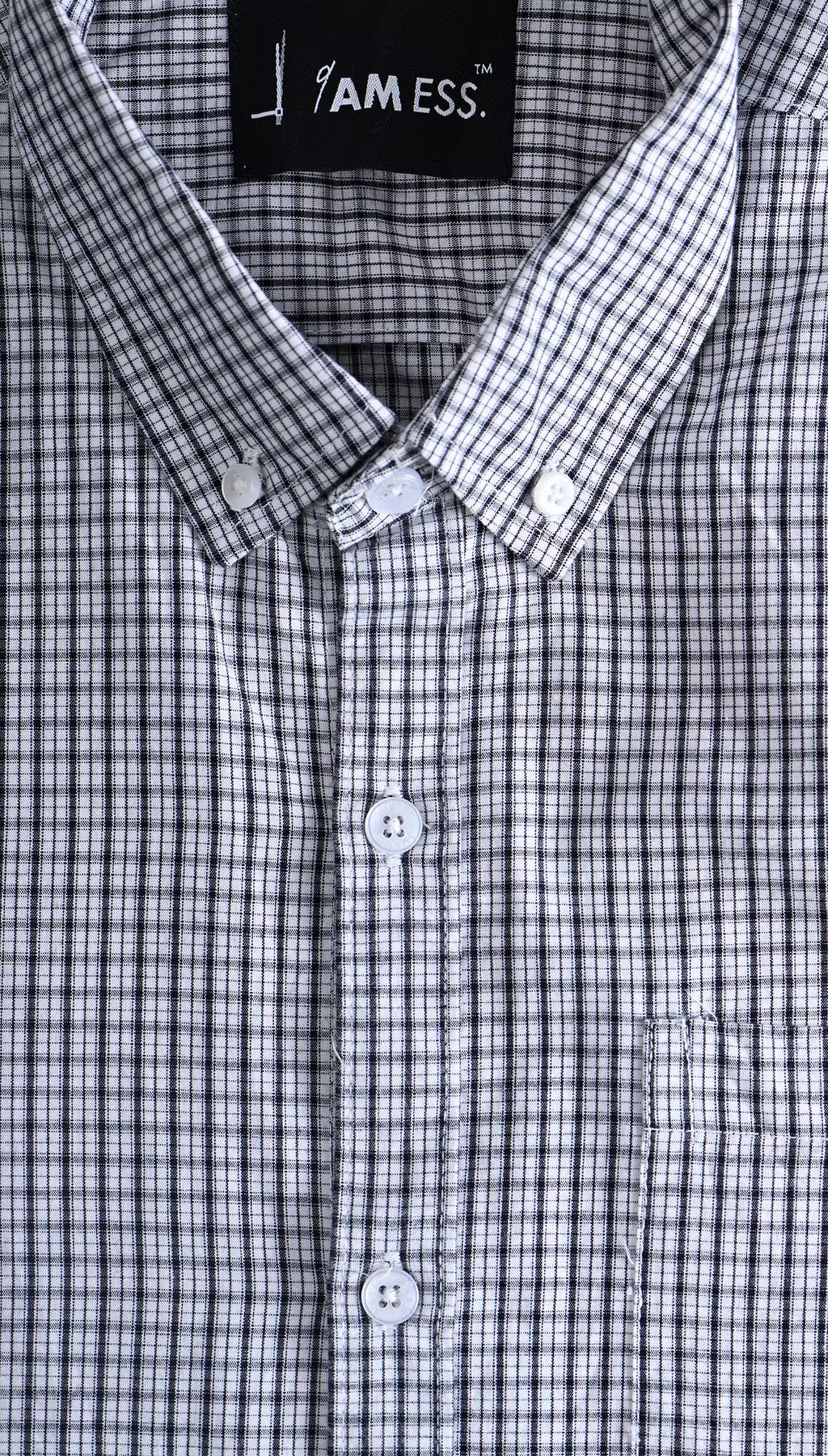Micro Check Cotton Shirt - White