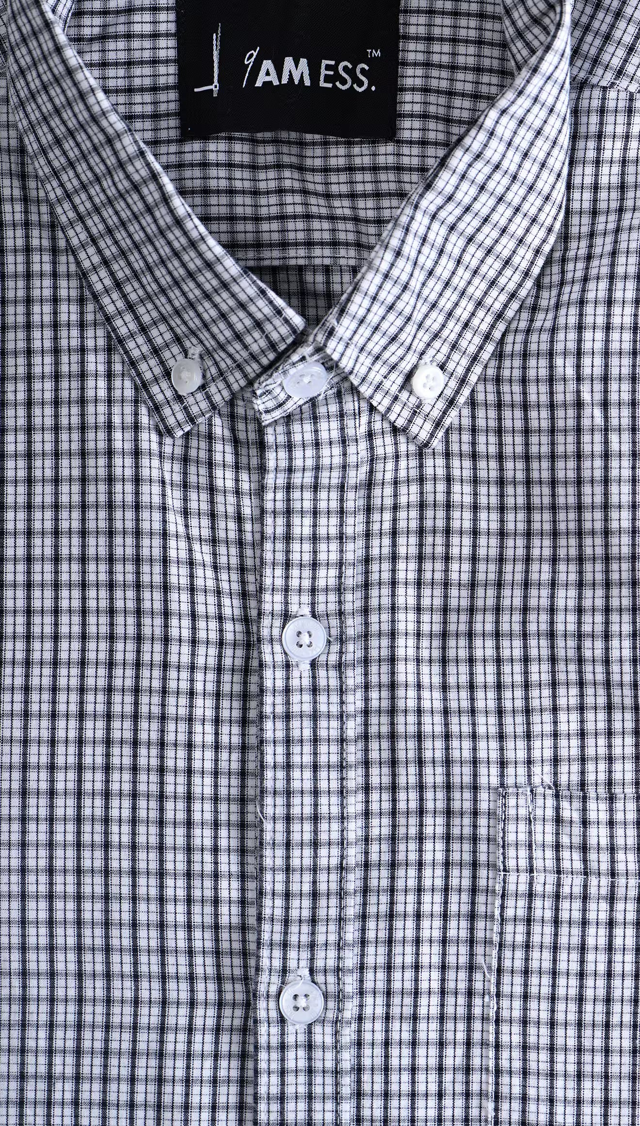 Micro Check Cotton Shirt - White