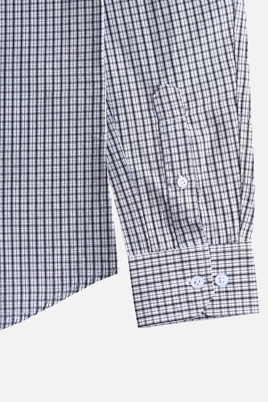 Micro Check Cotton Shirt - White