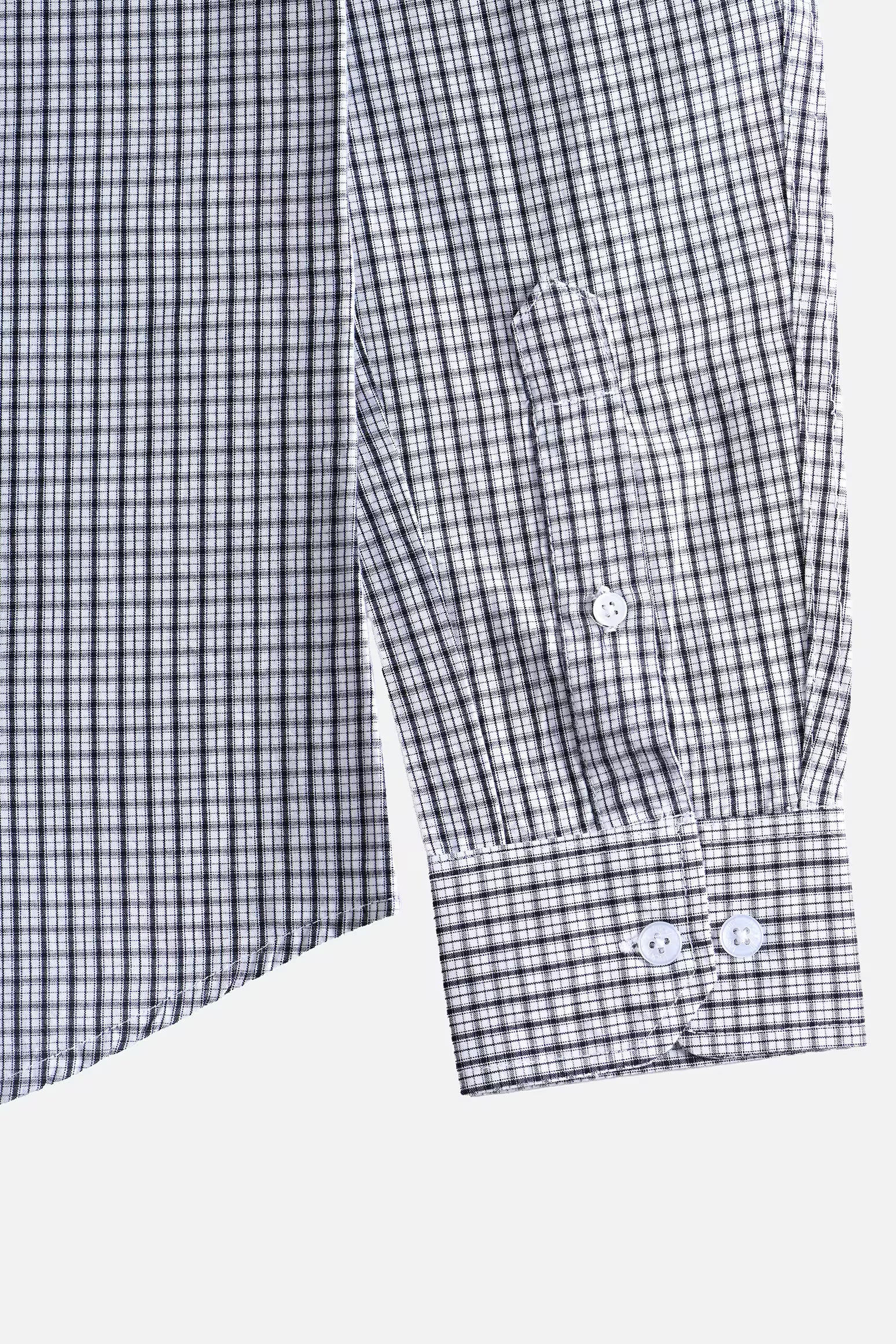 Micro Check Cotton Shirt - White